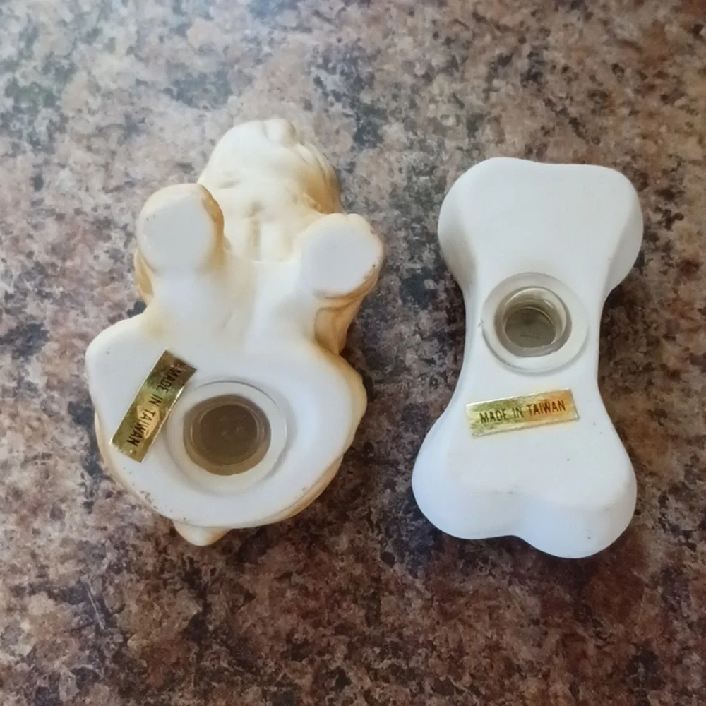 VINTAGE Bulldog & Bone Salt & Pepper Shakers Set